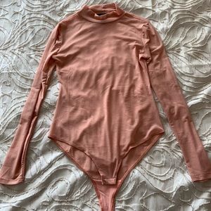 Peachy pink mesh bodysuit